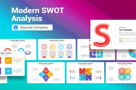 Modern SWOT Analysis Keynote Template, 苹果主题演讲模板, 13056, 商业 — PoweredTemplate.com