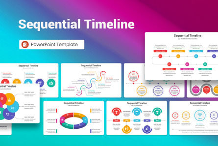 Sequential Timeline PowerPoint Template, 파워 포인트 템플릿, 13076, 비즈니스 — PoweredTemplate.com