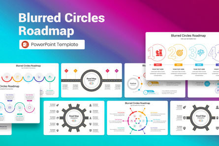 Blurred Circles Roadmap PowerPoint Template, Plantilla de PowerPoint, 13098, Negocios — PoweredTemplate.com