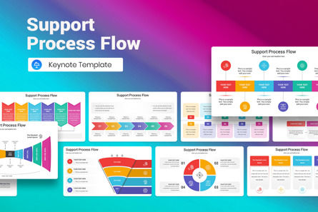 Support Process Flow Keynote Template, Modelo do Keynote da Apple, 13117, Negócios — PoweredTemplate.com