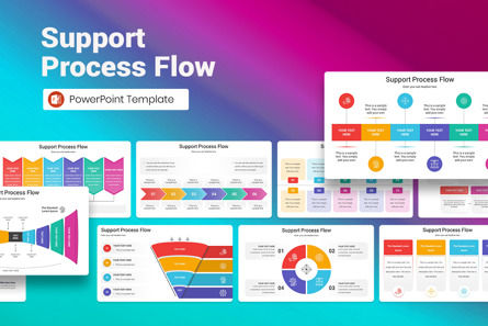 Support Process Flow PowerPoint Template, 파워 포인트 템플릿, 13140, 비즈니스 — PoweredTemplate.com