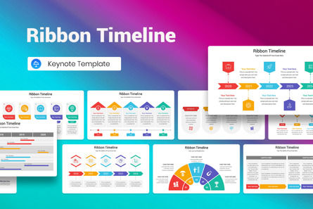 Ribbon Timeline Keynote Template, Modelo do Keynote da Apple, 13159, Negócios — PoweredTemplate.com