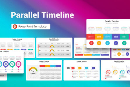 Parallel Timeline PowerPoint Template, Plantilla de PowerPoint, 13181, Negocios — PoweredTemplate.com
