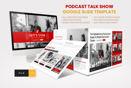Podcast Talk Show Google Slide Template, Googleスライドのテーマ, 13199, Art & Entertainment — PoweredTemplate.com