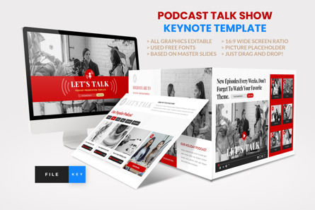 Podcast Talk Show Keynote Template, 苹果主题演讲模板, 13213, Art & Entertainment — PoweredTemplate.com