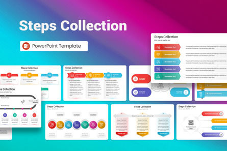 Steps Collection PowerPoint Template, PowerPoint Template, 13313, Business — PoweredTemplate.com