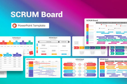 SCRUM Board PowerPoint Template, Templat PowerPoint, 13316, Bisnis — PoweredTemplate.com