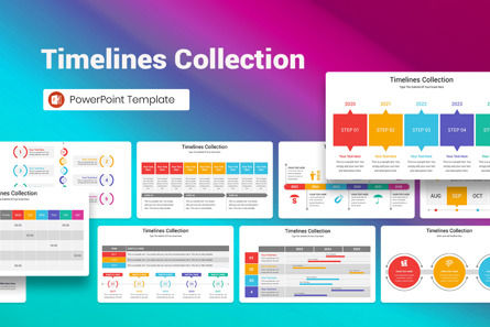 Timelines Collection PowerPoint Template, PowerPointテンプレート, 13320, ビジネス — PoweredTemplate.com