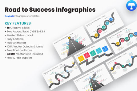 Road to Success Infographics Keynote Templates, Keynote-sjabloon, 13381, Bedrijf — PoweredTemplate.com