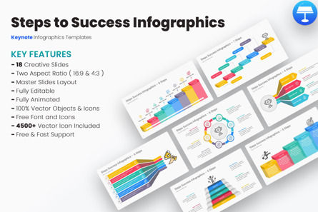 Steps To Success Infographics Keynote Templates, 苹果主题演讲模板, 13383, 商业 — PoweredTemplate.com