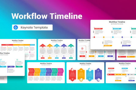 Workflow Timeline Keynote Template, Plantilla de Keynote, 13396, Negocios — PoweredTemplate.com