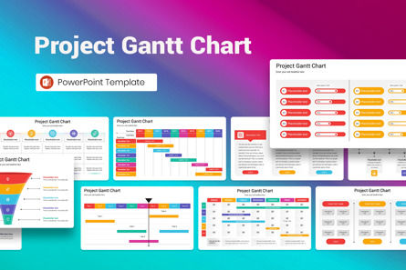Project Gantt Chart PowerPoint Template, Modelo do PowerPoint, 13402, Negócios — PoweredTemplate.com