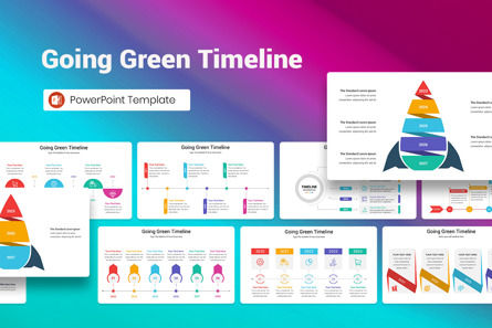 Going Green Timeline PowerPoint Template, Modello PowerPoint, 13405, Lavoro — PoweredTemplate.com