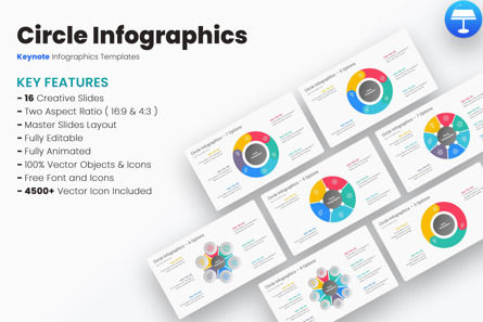 Circle Infographics Keynote Templates, Template Keynote, 13438, Bisnis — PoweredTemplate.com