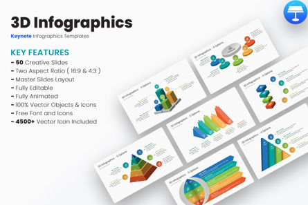 3D Infographics Keynote Templates, Template Keynote, 13454, 3D — PoweredTemplate.com