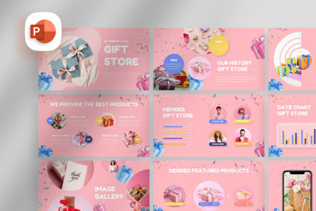 Pinkish Gift Store - PowerPoint Template, PowerPointテンプレート, 13475, Art & Entertainment — PoweredTemplate.com