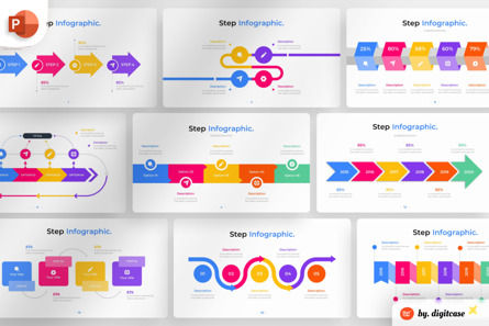 Creative Step PowerPoint - Infographic Template, Plantilla de PowerPoint, 13509, Negocios — PoweredTemplate.com
