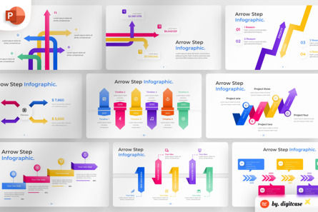 Arrow Step PowerPoint - Infographic Template, Plantilla de PowerPoint, 13517, Negocios — PoweredTemplate.com