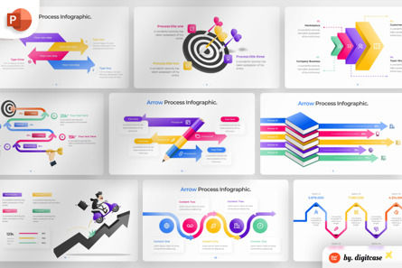 Arrow Process PowerPoint - Infographic Template, Plantilla de PowerPoint, 13529, Negocios — PoweredTemplate.com