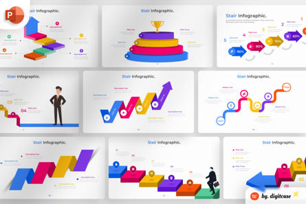 Stair PowerPoint - Infographic Template, Modello PowerPoint, 13530, Lavoro — PoweredTemplate.com
