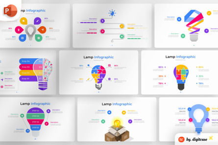 Lamp PowerPoint - Infographic Template, PowerPoint-Vorlage, 13536, Business — PoweredTemplate.com