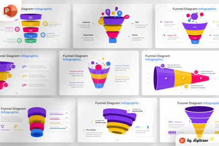Funnel Diagram PowerPoint - Infographic Template, Modello PowerPoint, 13541, Lavoro — PoweredTemplate.com