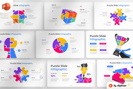 Puzzle PowerPoint - Infographic Template, 파워 포인트 템플릿, 13542, 비즈니스 — PoweredTemplate.com