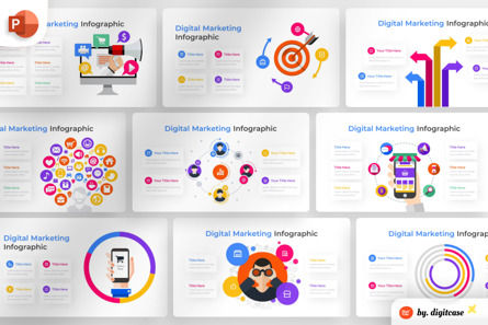 Digital Marketing PowerPoint - Infographic Template, Modello PowerPoint, 13559, Lavoro — PoweredTemplate.com
