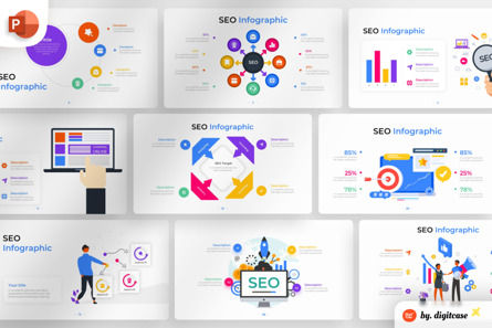 SEO PowerPoint - Infographic Template, Modello PowerPoint, 13560, Lavoro — PoweredTemplate.com