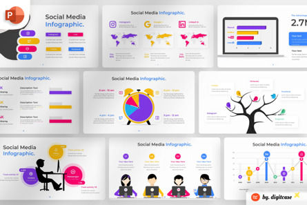 Social Media PowerPoint - Infographic Template, Templat PowerPoint, 13565, Bisnis — PoweredTemplate.com