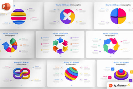 Round 3D Shaped PowerPoint - Infographic Template, 파워 포인트 템플릿, 13580, 3D — PoweredTemplate.com