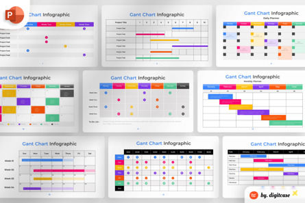 Gantt Chart PowerPoint - Infographic Template, PowerPoint模板, 13594, 商业 — PoweredTemplate.com