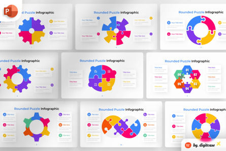 Rounded Puzzle PowerPoint - Infographic Template, Templat PowerPoint, 13605, Bisnis — PoweredTemplate.com