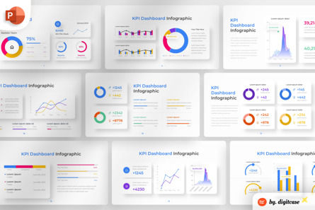 KPI DashBoard PowerPoint - Infographic Template, 파워 포인트 템플릿, 13606, 비즈니스 — PoweredTemplate.com