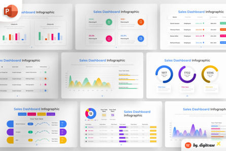 Sales Dashboard PowerPoint - Infographic Template, Modello PowerPoint, 13608, Lavoro — PoweredTemplate.com