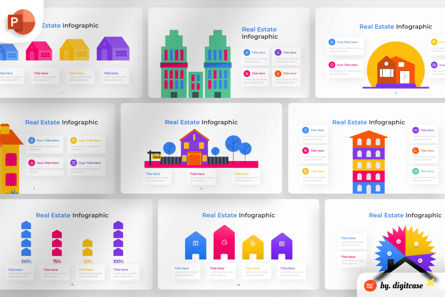 Real Estate PowerPoint - Infographic Template, Modello PowerPoint, 13611, Lavoro — PoweredTemplate.com