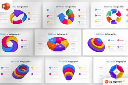 3D Creative Circle PowerPoint - Infographic Template, Templat PowerPoint, 13615, 3D — PoweredTemplate.com