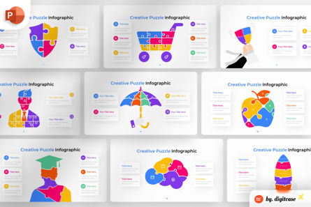 Creative Puzzle PowerPoint - Infographic Template, Plantilla de PowerPoint, 13616, Negocios — PoweredTemplate.com
