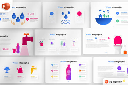 Water PowerPoint - Infographic Template, PowerPoint-Vorlage, 13625, Business — PoweredTemplate.com