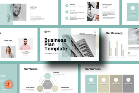 Business Plan Presentation Template, Modele PowerPoint, 13634, Business — PoweredTemplate.com