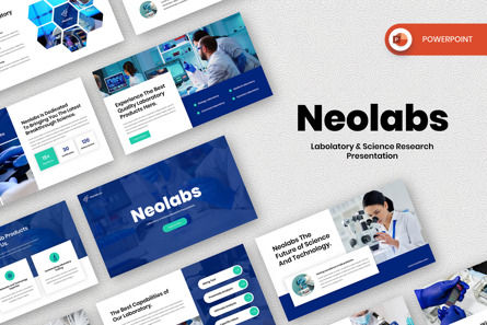 Neolabs - Labolatory Science Research PowerPoint, PowerPoint-sjabloon, 13635, Bedrijf — PoweredTemplate.com