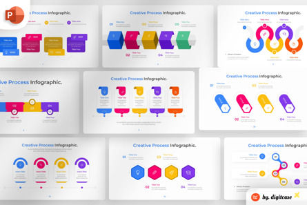 Creative Process PowerPoint - Infographic Template, Modello PowerPoint, 13638, Lavoro — PoweredTemplate.com
