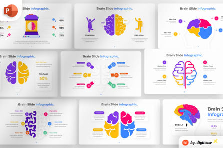 Brain PowerPoint - Infographic Template, Plantilla de PowerPoint, 13639, Negocios — PoweredTemplate.com