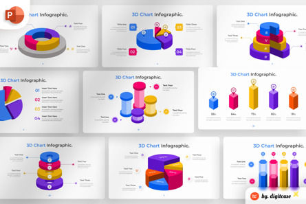 3D Chart PowerPoint - Infographic Template, PowerPoint模板, 13640, 3D — PoweredTemplate.com