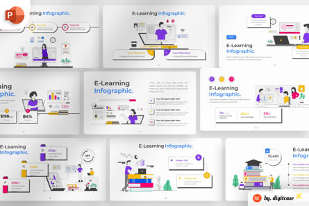 E-Learning PowerPoint - Infographic Template, Modello PowerPoint, 13649, Lavoro — PoweredTemplate.com