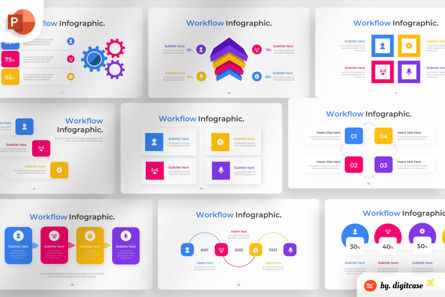 Workflow PowerPoint - Infographic Template, PowerPoint-sjabloon, 13650, Bedrijf — PoweredTemplate.com