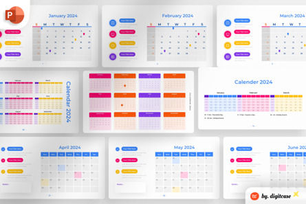 2024 Calendar PowerPoint - Infographic Template, 파워 포인트 템플릿, 13667, 비즈니스 — PoweredTemplate.com