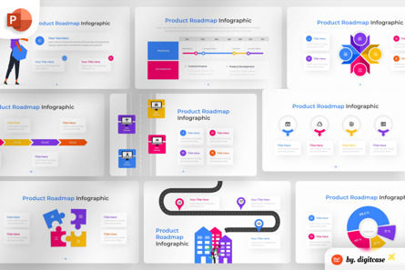Product Roadmap PowerPoint - Infographic Template, Modello PowerPoint, 13669, Lavoro — PoweredTemplate.com