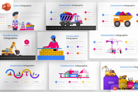 Construction PowerPoint - Infographic Template, Templat PowerPoint, 13675, Bisnis — PoweredTemplate.com
