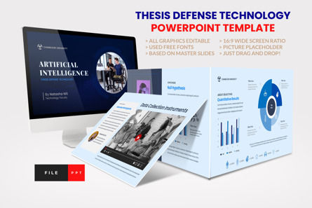 Thesis Defense Technology Powerpoint Template, PowerPointテンプレート, 13687, Education & Training — PoweredTemplate.com